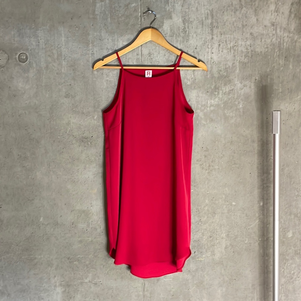 Red spaghetti strap mini dress